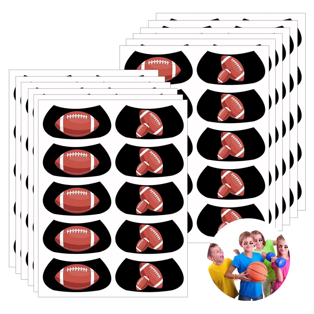 100 Pcs Sports Under Eye Black Strips Stickers for Kids - Baseball Football Softball Lacrosse Fans Eye Black Stickers for Themed Party Game Day Supplies