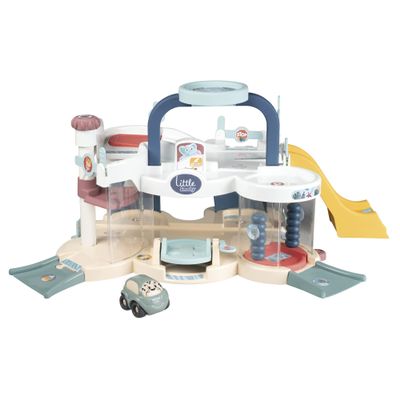Smoby - Little Premier Garage - Wash, Lift, Heliport - 1 Car Included - from 18 Months - Made in France - 140202 - Multi-Coloured