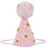 LINLULU Pink Birthday Hat with White Daisy Felt Cloth, Perfect Groovy Party Decorations, Kids Photoshoot Prop, Ages 1-99, Pink view 1