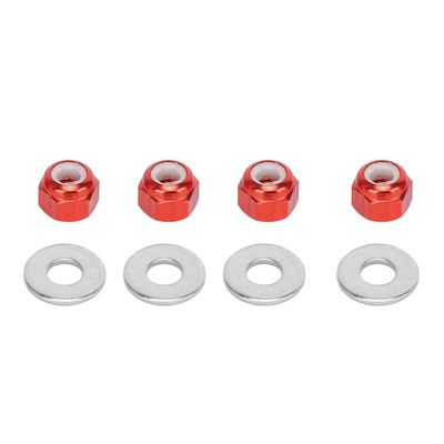 Pilipane Remote Control Car Wheel Hex Lock Nut, Aluminum Alloy Wheel Nut with 4 pac Gasket, Fit for wltoys 1/14 144001 RC Car Upgrade(Red A949-49R)