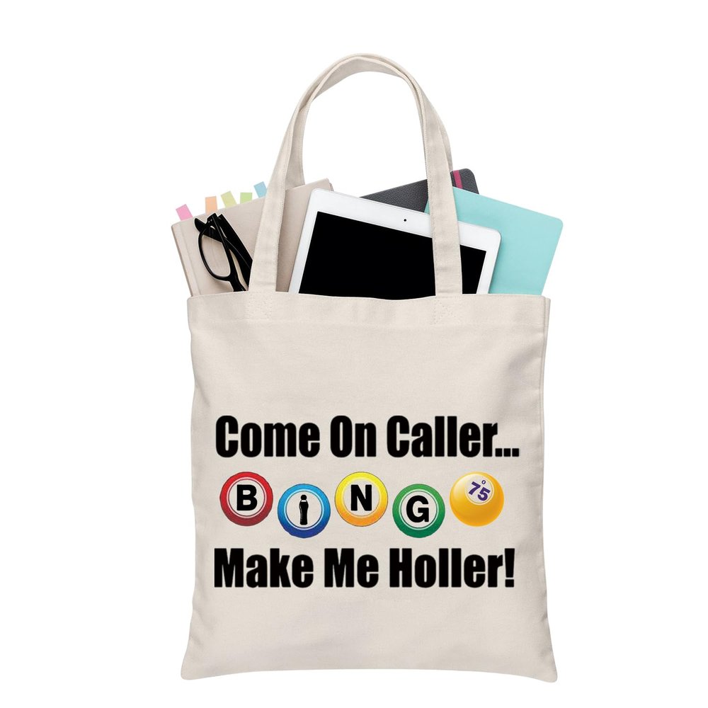 BDPWSS Bingo Tote Bag Bingo Lover Gift Bingo Gambler Shoulder Bag Come On Caller Make Me Holler Bingo Player Gift (Make me holler TG)
