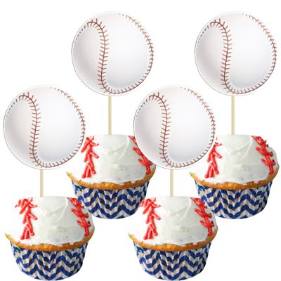 Gyufise 36Pcs Baseball Cupcake Toppers Assembled Sport Theme Ball Cupcake Picks Baseball Theme Baby Shower Kids Birthday Party Cake Decorations