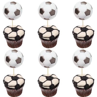Gyufise 36Pcs Soccer Ball Cupcake Toppers Sports Theme Football Cupcake Food Picks for Sport Balls Theme Baby Shower Wedding Birthday Party Cake Decorations Supplies
