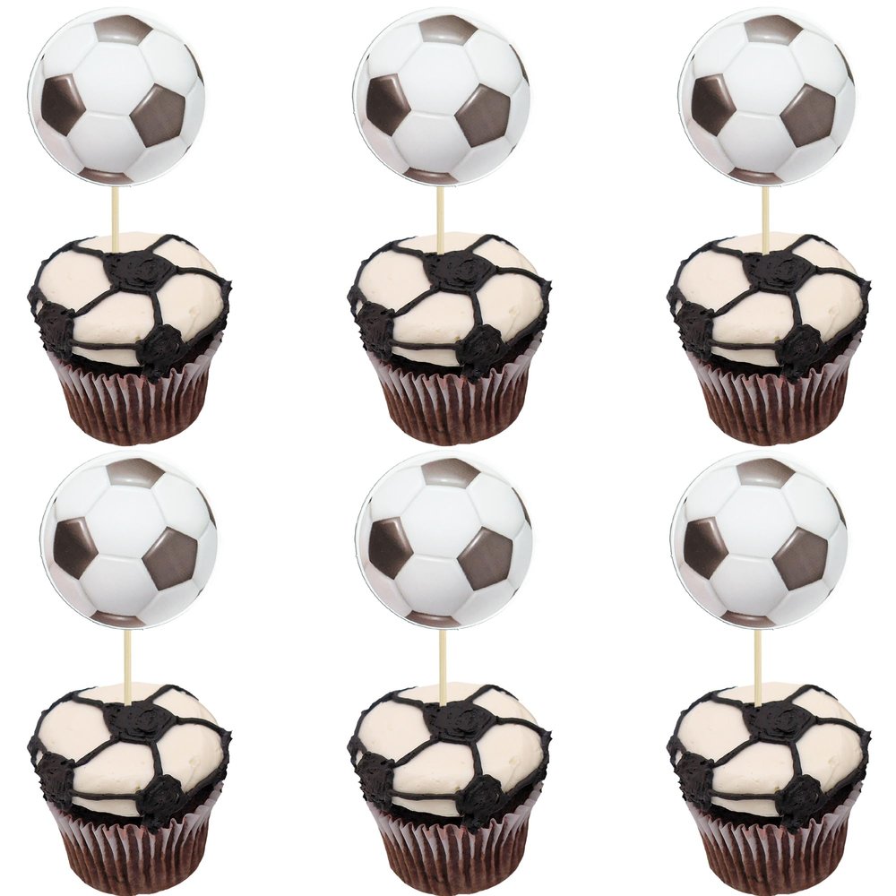 Gyufise 36Pcs Soccer Ball Cupcake Toppers Sports Theme Football Cupcake Food Picks for Sport Balls Theme Baby Shower Wedding Birthday Party Cake Decorations Supplies