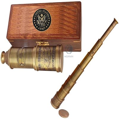 15x Vintage Pirate Spyglass Telescope- Functional Brass & Clear Vision Pirate Telescope with Premium Leather Case - Wonderful Gift for Nautical Dcor Lovers