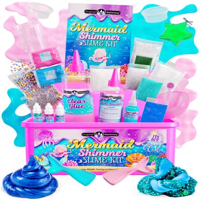 Original Stationery Mermaid Slime Kit for Girls Ages 712, DIY Glow-in-The-Dark Slime Set with Shimmer, Foam Beads & Glitter Add-Ins, Fun Creative Craft Activity, Easter for Kids