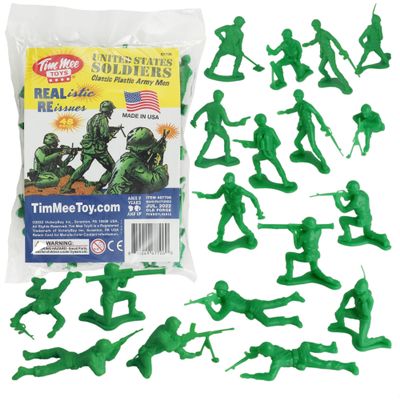 TimMee Plastic Army Men - Green 48pc Toy Soldier Figures - Made in USA