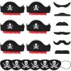 Halatool 6 Set Pirate Accessories for Kids, Include 6 Felt Pirates Hats with 6 Eye Patches and 6 Mustaches, Pirate Costume Accessories for Halloween, Masquerade, Cosplay, Party Favors Decor view 1