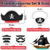 Halatool 6 Set Pirate Accessories for Kids, Include 6 Felt Pirates Hats with 6 Eye Patches and 6 Mustaches, Pirate Costume Accessories for Halloween, Masquerade, Cosplay, Party Favors Decor view 3