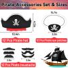 Halatool 12 Set Pirate Accessories for Kids, Include 12 Felt Pirates Hats with 12 Eye Patches and 12 Mustaches, Pirate Costume Accessories for Halloween, Masquerade, Cosplay, Party Favors Decor view 3