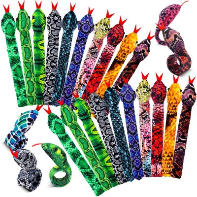 WhistenFla 16Pcs Snake Slap Bracelets, Reptile Party Favors Snake Snap Bracelet Fuzzy Animal Slap on Bracelet for Kids Reptile Birthday Party Supplies Christmas Gifts