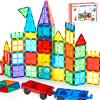 Gemmicc 100 PCS Magnetic Tiles with 2 Cars, STEM Approved Educational Magnet BuildingToys, Magnet Puzzles Stacking Blocks for Boys Girls view 1