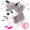 Hopearl Walking Husky Interactive Electronic Pet Musical Dog Toy Remote Control Leash Animated Puppy Singing Barking Wagging Tail Touch Recognition Gifts for Toddlers Birthday, Gray, 9'' view 1