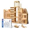 ICEKO KN 100pcs Classic Wooden Building Blocks Set,Solid STEM Building Toys for Kids, Preschool Learning Montessori Toys for Toddlers, Boys & Girls Birthday Gift (Log Color) view 1