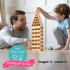 ICEKO KN 100pcs Classic Wooden Building Blocks Set,Solid STEM Building Toys for Kids, Preschool Learning Montessori Toys for Toddlers, Boys & Girls Birthday Gift (Log Color) view 3
