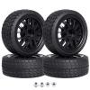 CrazyHobby Pre-Glued OD 2.56" 12mm Hex Wheels Rims & Rubber Tires 26mm for 1/10 Scale On Road Racing Car Drift RC Touring Car, Set of 4 (Color D) view 1