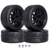 CrazyHobby Pre-Glued OD 2.56" 12mm Hex Wheels Rims & Rubber Tires 26mm for 1/10 Scale On Road Racing Car Drift RC Touring Car, Set of 4 (Color C) view 1