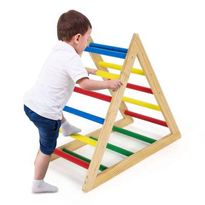HONEY JOY Triangle Climber, Kids Wooden Climbing Triangle Ladder, 3 Different Climbing Ladders, Indoor Climbing Toys for Playground, Gym & Daycare, Gift for Boys Girls 3+ (Colorful)
