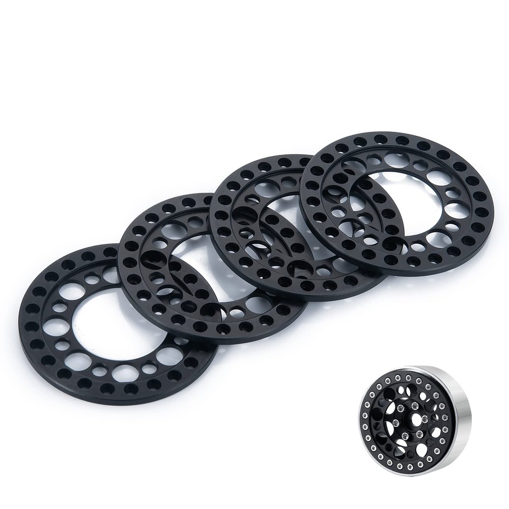 Zolikar RC 1.9 Beadlock Wheel Rings 4Pcs for 1/10 Scale RC Crawler SCX10 D90 Wraith Upgrades, Black