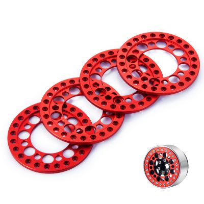 My Pet Elephant Zolikar Aluminum Alloy 1.9 Beadlock Wheel Rings Replacement Rings 4PCS for 1/10 Scale SCX10 1.9 Beadlock Wheels Upgrades RC Crawler Car Accessories, Red