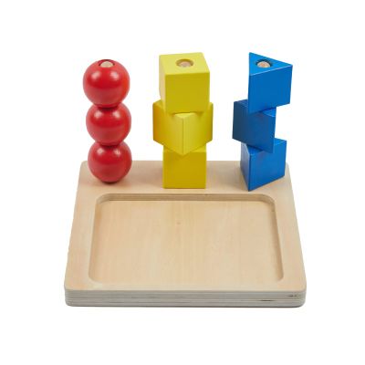Adena Montessori Inspired Colored Solids on Dowels - Shape Sorting Toy Designed for 1-3 Years Old Toddlers
