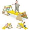 HONEY JOY 4 in 1 Triangle Climber with Ramp, Indoor Toddler Climbing Triangle Set with Ladder & Slide, 3-Piece Wooden Kids Climbing Toys for Playground, Gym & Daycare, Gift for Boys Girls view 1
