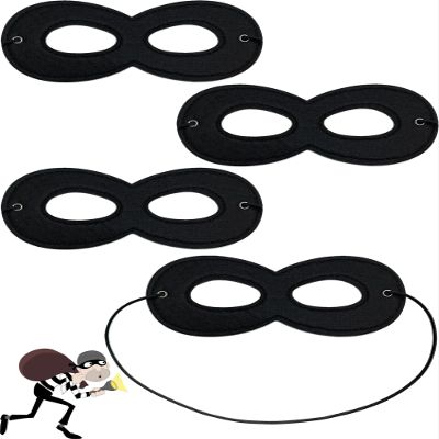 4 Pieces Superhero Mask Halloween Robber Dress Up Masks Black Felt Eye Masks Cosplay Half Masks with Elastic Rope