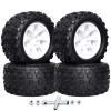 FriHobby Glued 1/10 Scale RC Monster Truck 2.8" RC Tires and 12mm Hex Wheels Set 5" Tall for Traxxas Rustler Stampede Hoss 2WD 4X4 VXL Redcat Volcano Epx HSP MT Off Road 2S-4S Brushless Power, 4pcs view 1