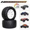 FriHobby Glued 1/10 Scale RC Monster Truck 2.8" RC Tires and 12mm Hex Wheels Set 5" Tall for Traxxas Rustler Stampede Hoss 2WD 4X4 VXL Redcat Volcano Epx HSP MT Off Road 2S-4S Brushless Power, 4pcs view 3