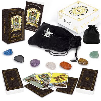 IXIGER Tarot Cards with Guide Book,78 Original Tarot Cards Deck Fortune Telling Game for Beginners&Expert Readers,Classic Standard Size 4.75" x 2.76", with Bag and Chakra Stoneag