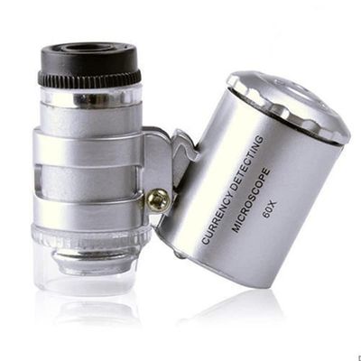 Microscope Accessories Kit Mini 60X Magnifier Microscope Loupe with LED Light Microscope Slides