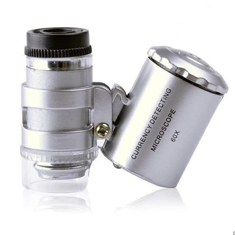 Microscope Accessories Kit Mini 60X Magnifier Microscope Loupe with LED Light Microscope Slides