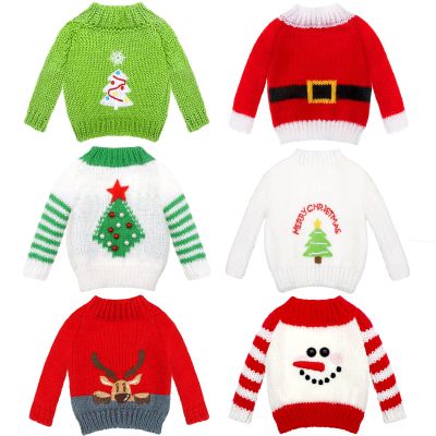 Chalyna 6 Pcs Christmas Doll Clothes Christmas Accessories Outfit Small Sweater Knitted Clothing Xmas Accessory Santa Clothing Accessories Clothes, Doll is Not Included(Cute)