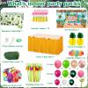 Hawaiian Luau Party Decorations(161 Pcs), Tropical Summer Beach Pool Party Supplies Including Aloha Backdrop, Table Skirt, Tablecloth, Flamingo, Palm Leaves and Hibiscus, Balloons Arch, Straws, view 2