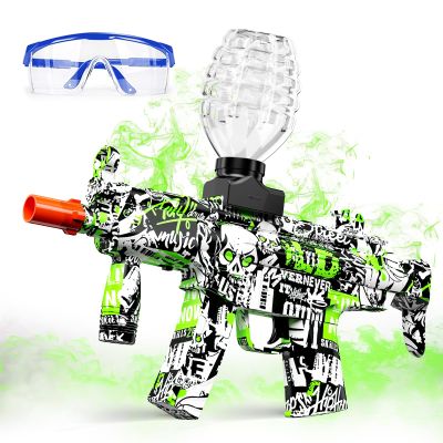 Anstoy Gel Ball Blaster Gun  Automatic Splat Orby Gun with High-Power Rapid Shooting, Outdoor Battle Toy for Teens & Adults, Team Games, Christmas & Birthday Gifts, Graffiti Skull Design, Green