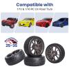 GoHooby 2.55in Rubber Tires&12mm Hex Wheel Rims Pre-Mounted Set, Compatible with Traxxas Tamiya 1/10 RC On-Road Touring Car (Color 2) view 3