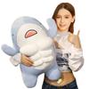 ELAINREN 3D Muscle Shark Plush Toy Pillow Ultra-Soft Stuffed Blue Shark with Abs/17.7'' view 2