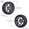 GoHooby 2.55in Rubber Tires&12mm Hex Wheel Rims Pre-Mounted Set, Compatible with Traxxas Tamiya 1/10 RC On-Road Touring Car (Color 1) view 2