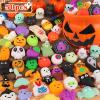 50PCS Halloween Mochi Squishy Toys with Halloween Pumpkin Bucket Halloween Party Favors Trick or Treat Goodie Bag Filler Halloween Decorations Kawaii Squishy Halloween Toys Gifts for Boy Girl Random view 1