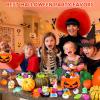 50PCS Halloween Mochi Squishy Toys with Halloween Pumpkin Bucket Halloween Party Favors Trick or Treat Goodie Bag Filler Halloween Decorations Kawaii Squishy Halloween Toys Gifts for Boy Girl Random view 2