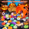 50PCS Halloween Mochi Squishy Toys with Halloween Pumpkin Bucket Halloween Party Favors Trick or Treat Goodie Bag Filler Halloween Decorations Kawaii Squishy Halloween Toys Gifts for Boy Girl Random view 4