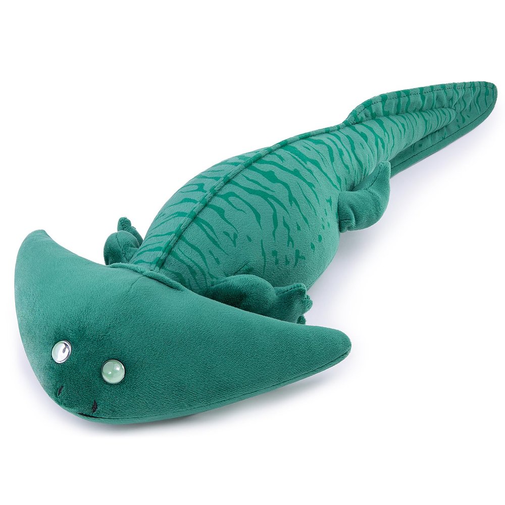 Frankiezhou Home Diplocaulus Axolotl Plush - Green Striped Axolotl Stuffed Animal, Realistic 22" Creative Ancient Aquatic Amphibian Toys Plushie Toy, Unique Plush Gift for Kids