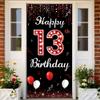 13th Birthday Door Banner Backdrop, Happy 13th Birthday Decorations for Girls, Red Black 13 Year Old Birthday Party Photo Props, Thirteen Birthday Yard Sign for Outdoor Indoor, Sturdy Fabric Vicycaty view 1