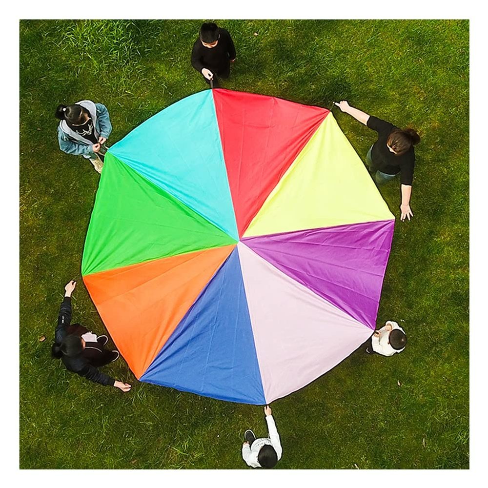 Outdoor Parachute Games with Handle, Team Building Activities Parachute Toys, Enhance Children's Perception of Color (Size : 11m/36.08ft)