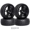 FriHobby Pre-Glued 12mm Hex 1/10 RC Touring Car Wheels & Tires 26mm Width for Traxxas 4-Tec 2.0 Tamiya TT02 TT01 1/18 Latrax Teton SST Kyosho Fazer MK2 HPI, 4pcs view 1