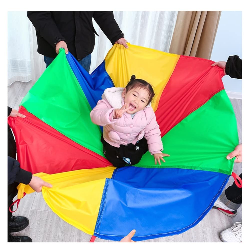 Outdoor Game Parachute with Handle, Adult Kids Teamwork Group Activity Game Parachute, Physical Training Games for Kids (Size : 8m/26.24ft)