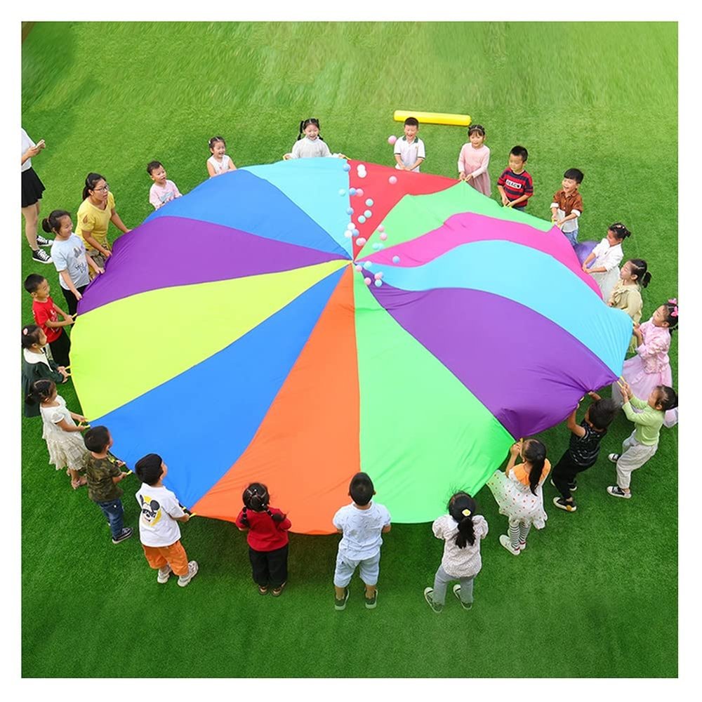 Parachute Game for Kids with Handle, Group Work Multiplayer Game Parachute Toy, Promote Child Development (Size : 5m/16.4ft)