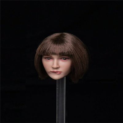 1/6 Scale Female Head Sculpt, Female Brown Hair Pouting Expression Head Carved for 12inches Action Figure Body Doll