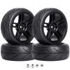 FriHobby Pre-Glued 12mm Hex 1/10 RC Touring Car Wheels & Tires for Traxxas 4-Tec 2.0 Tamiya TT02 TT01 1/14 Wltoys 144001 1/18 Latrax Teton SST Kyosho Fazer MK2 HPI, 4pcs view 1