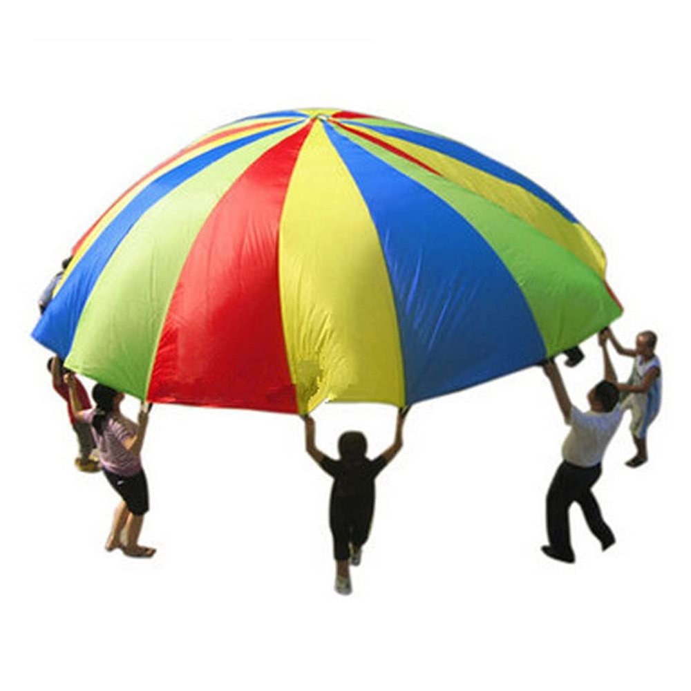 3.28ft-39.37ft Kids Play Parachute with Handle, Team Building Activities Parachute Toys, Kindergarten Nursery Activity Props (Size : 12m/39.37ft)